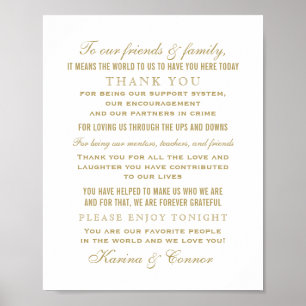 Elegant Gold Wedding Thank You Message Sign