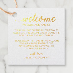 Elegant Gold Wedding Welcome Basket Bag Favour Tags
