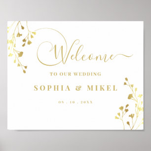 Elégant Gold Welcome & Floral Mariage Affiche de b