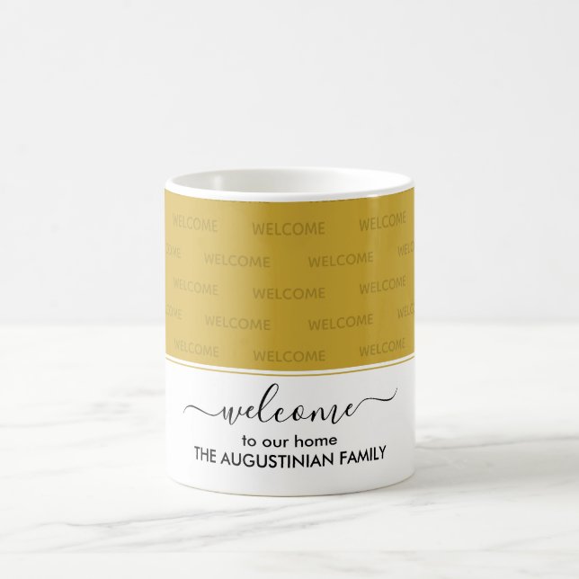 Elegant Gold WELCOME TO OUR HOME Guest  Coffee Mug (Center)