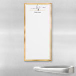 Elegant Gold White 2 Monogram Script Name Magnetic Notepad<br><div class="desc">Modern, Elegant 2 Monogram Calligraphy Script Name Custom Personalized Note cards. It features faux gold foil frame on white background. You can customize this notepad with your name, 2 monogram initial (hand lettered calligraphy script). If you do not need personalize you can delete it. Perfect for teachers, networking, entrepreneur, beauty...</div>