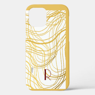 Elegant Gold White and Black Text iPhone 12 Case