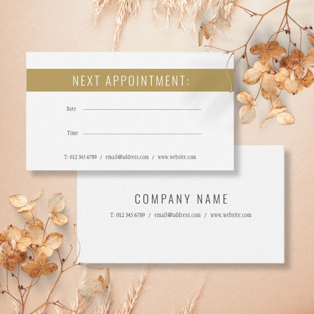 Elegant Gold White Appointment Reminder Card (Elegant Gold White Appointment Reminder Card)