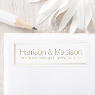 Elegant gold white Border Wedding Return Address