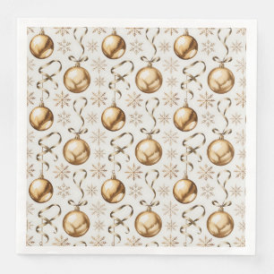 Elegant Gold & White Christmas Balls Pattern  Napkin