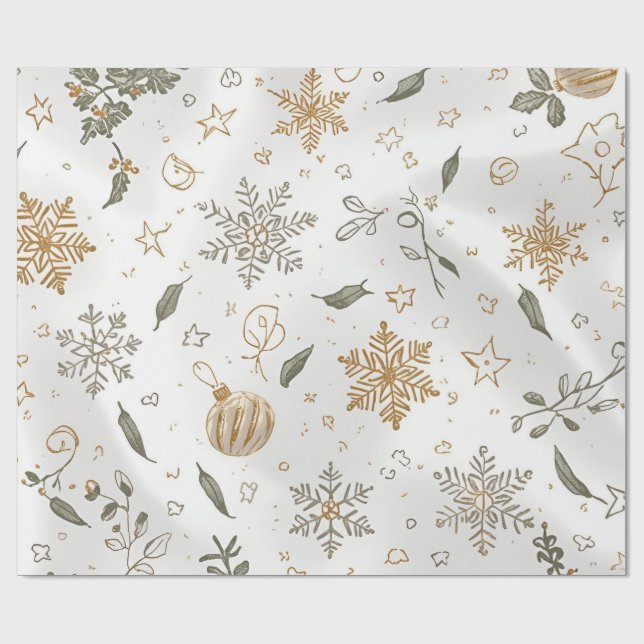 Elegant Gold & White Christmas Smooth Seamless  Wrapping Paper (Flat)