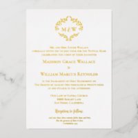 Elegant gold & white Crest Modern Catholic Wedding