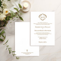 Elegant gold & white Crest Modern Catholic Wedding