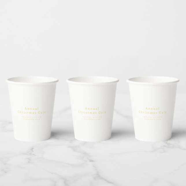 Elegant Gold White Custom Text Paper Cup (Multi)