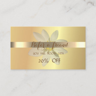 Elegant Gold, White Daisy  Referral Card