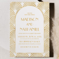 Elegant Gold White Geometric Art Deco Wedding