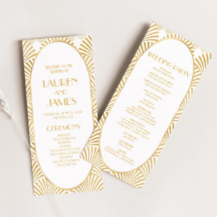 Elegant Gold White Geometric Art Deco Wedding Program