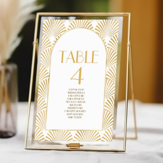 Elegant Gold White Geometric Art Deco Wedding Table Number (Creator Uploaded)