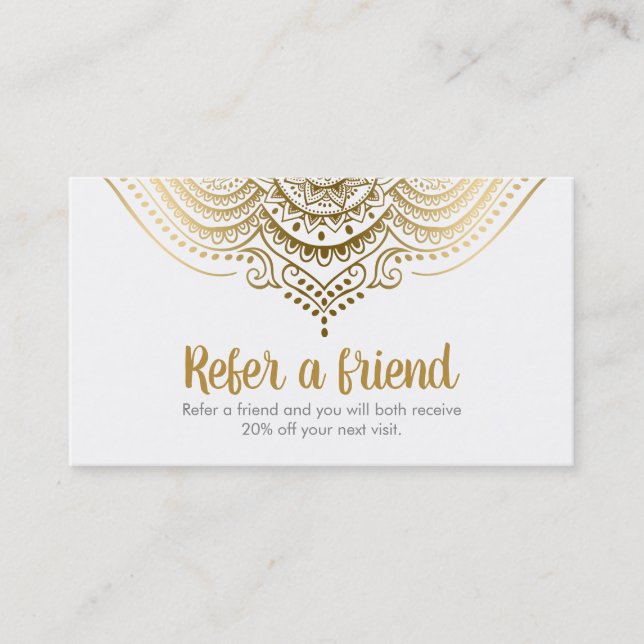 Elégant Gold & White Lace Carte de référence (Devant)