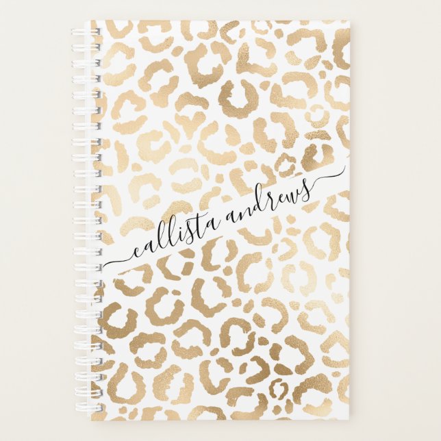 Elegant Gold White Leopard Cheetah Animal Print (Devant)
