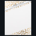 Elegant Gold White Leopard Cheetah Animal Print Letterhead<br><div class="desc">This elegant and chic animal print is perfect for the stylish and trendy fashionista. It features a hand-drawn faux printed gold foil cheetah leopard pattern on top of a simple white background. Which can be changed by clicking on the customize options. It's a luxurious and classy safari themed design. ***IMPORTANT...</div>