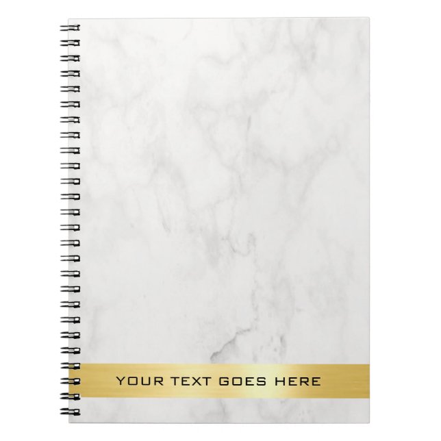 Elegant Gold White Marble Classic Template Spiral Notebook (Front)
