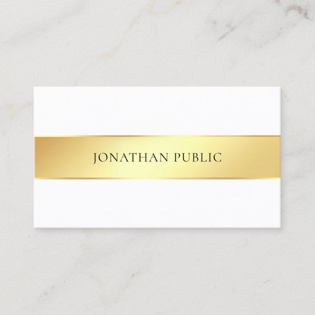 Elegant Gold White Modern Template Professional Business Card (Front)