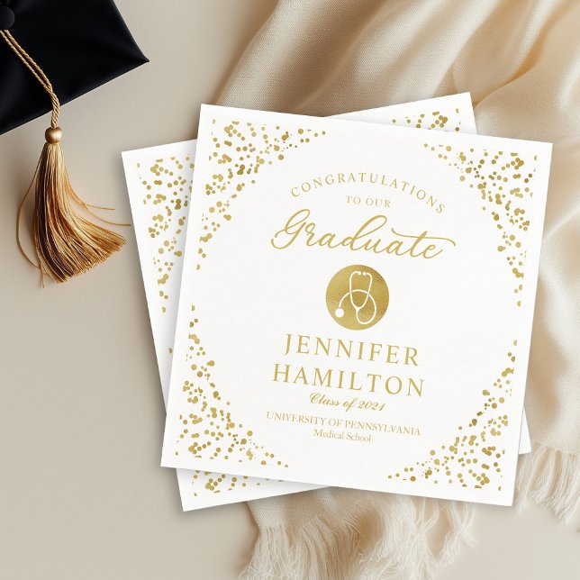 Elegant Gold White Nurse Doctor Graduation Napkin (Creator Uploaded)