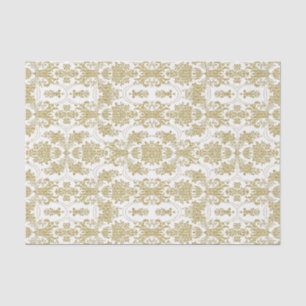 Elegant Gold & White Ornate Floral Pattern Tissue Paper