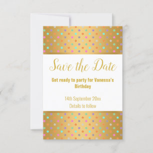 ELEGANT GOLD WHITE PASTEL SPOT RESPONSE RSVP CARD