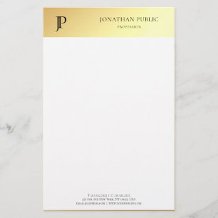 Elegant Gold White Personalized Modern Template Stationery