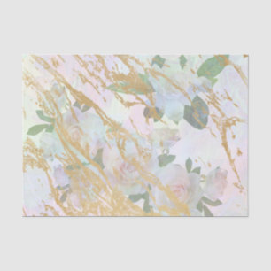 Elegant Gold White Rose Silk Decoupage Tissue Paper