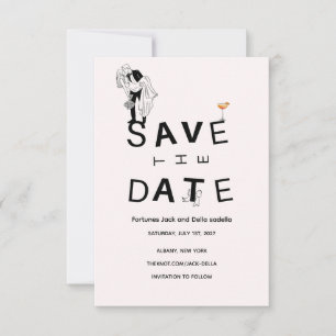 Elegant Gold & White Save the Date Card