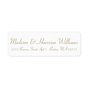 Elegant gold white Script Custom return address