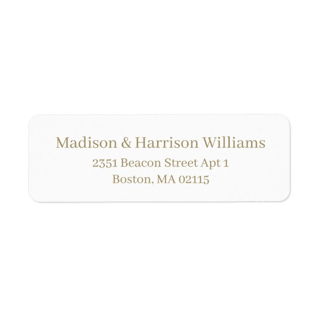 Elegant gold white Serif Custom return address  (Front)