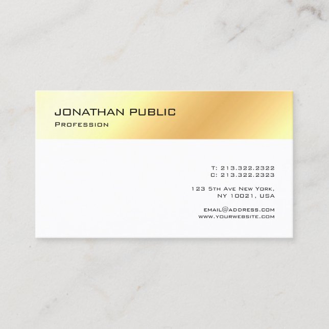 Elegant Gold White Template Professional Modern Business Card (Front)