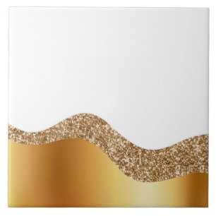 Elegant Gold White Wave Tile