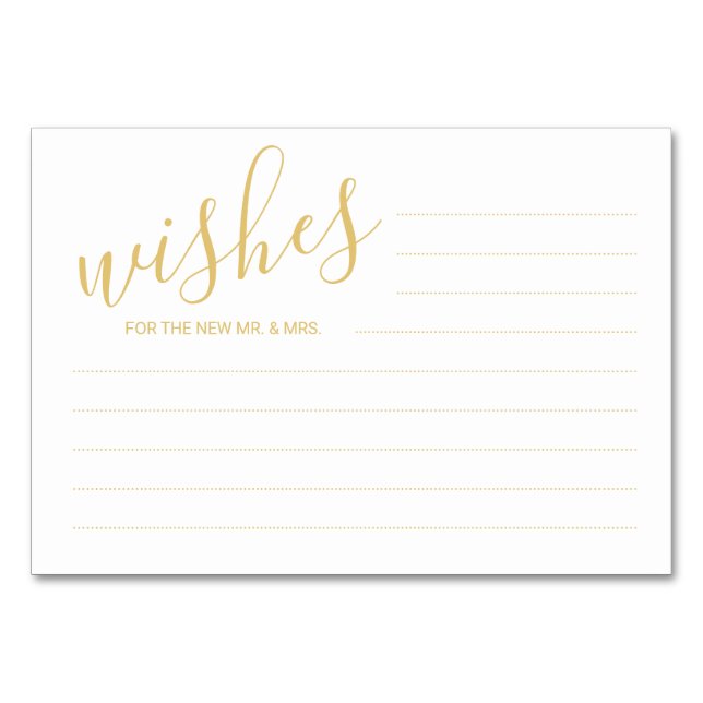 Elegant Gold&White Wedding Advice&Wishes Cards (Front)