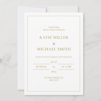Elegant Gold & White Wedding Invitation