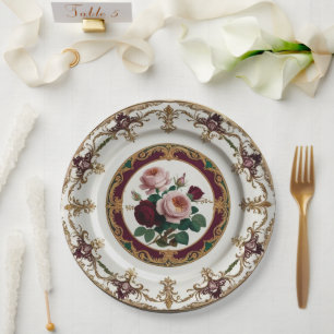 Elegant Gold wildflower Floral Ceramic Wedding Paper Plate