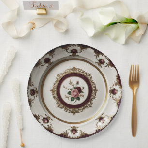 Elegant Gold wildflower Floral Ceramic Wedding Paper Plate