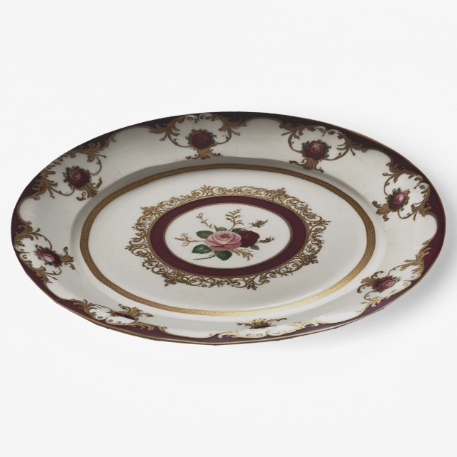 Elegant Gold wildflower Floral Ceramic Wedding Paper Plate