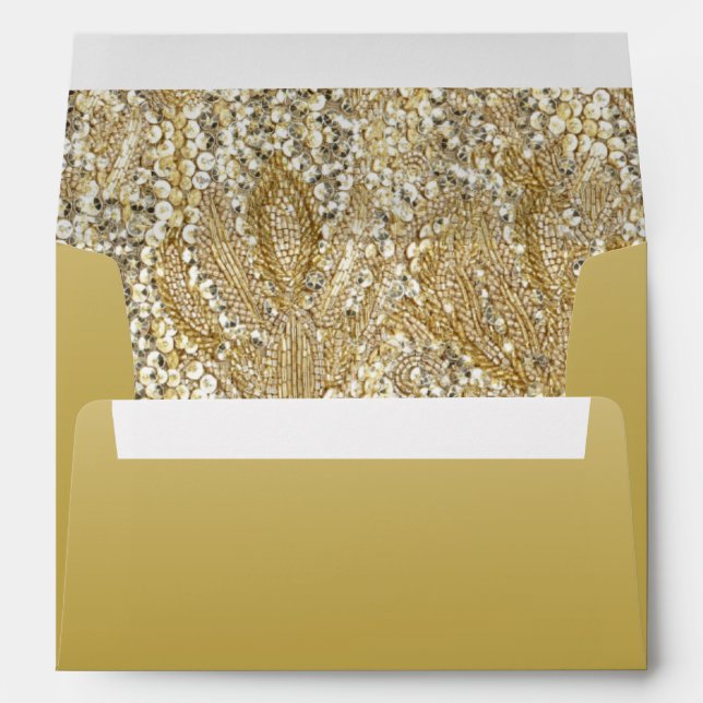 Elegant Gold with Faux Sequins Envelopes (Back (Bottom))