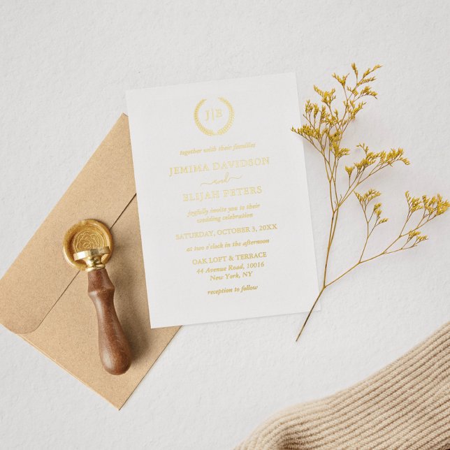 Elegant Gold Wreath Monogram Wedding (Creator Uploaded)