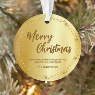 Elegant Gold Wreath Santa Sled Deer merry Xmas Ornament