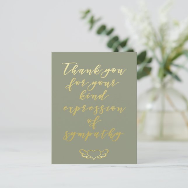 Elegant Gold Wreath - Thank You for Your Sympathy Postcard (Standing Front)