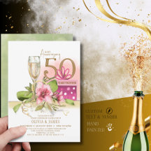 Elegant Golden 50th Wedding Anniversary Champagne
