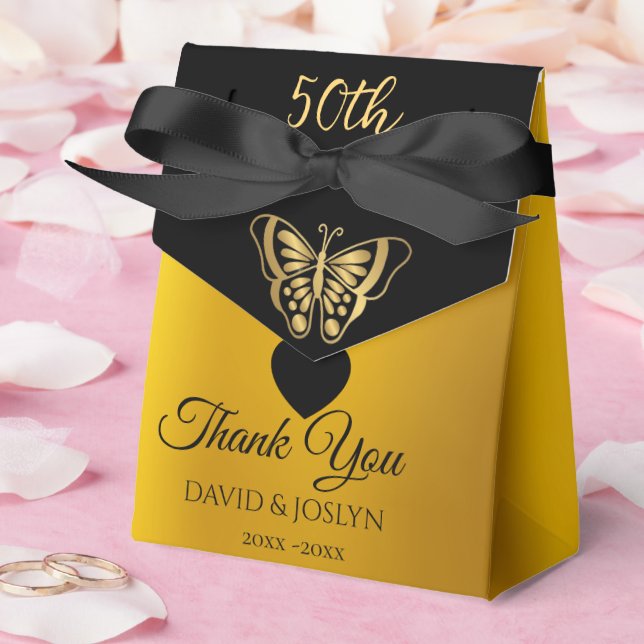 Elegant Golden 50th Wedding Anniversary Favor Box (Wedding)