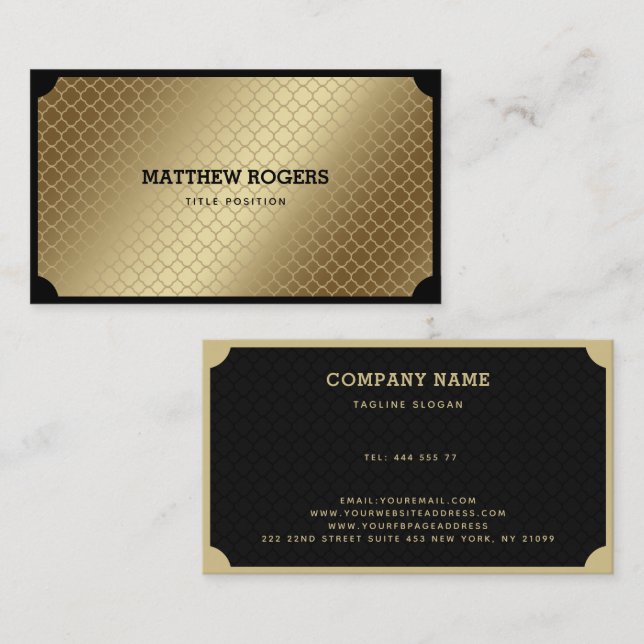 Elegant Golden And Black Business Card (Front/Back)