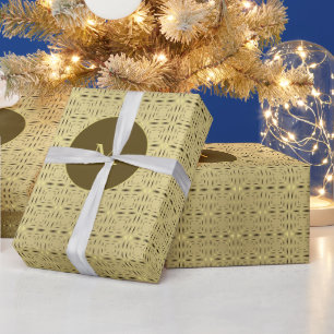 Elegant Golden And Gold Squares Pattern Christmas Wrapping Paper