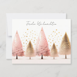 Elegant golden and pink Christmas trees Postcard