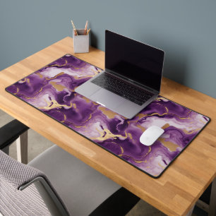 Elegant golden and purple vets desk mat