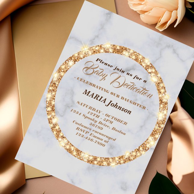  elegant golden baby dedication invitation (Creator Uploaded)