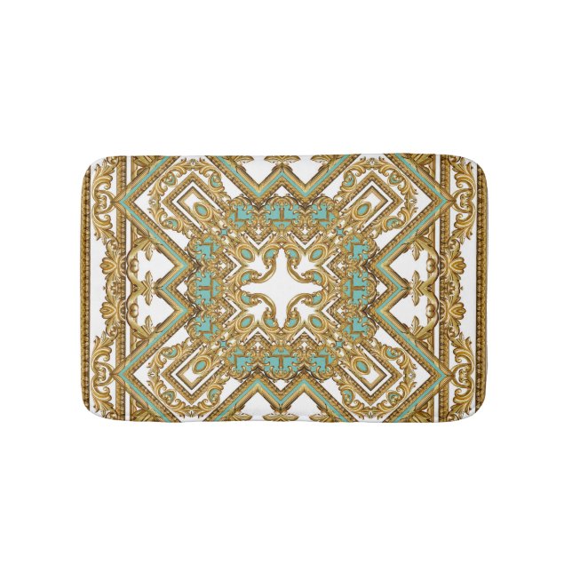 Elegant golden baroque, ornamental design. bath mat (Front)