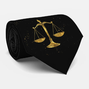 Elegant Golden - Black Libra Zodiac Tie